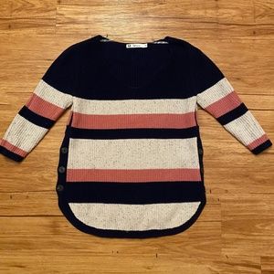 Reitmans Striped V-neck Sweater M
